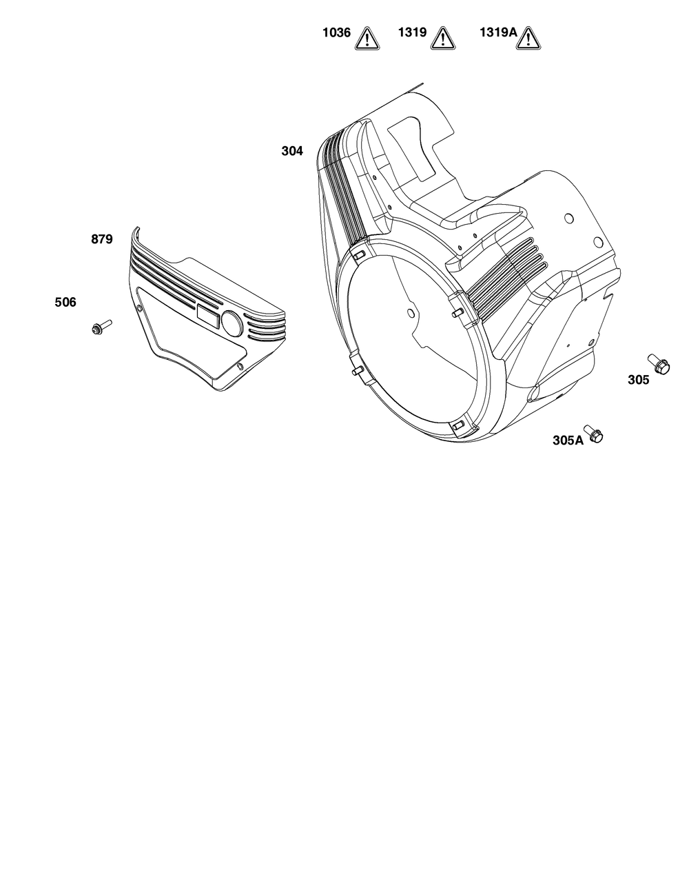 Blower Housing Group Diagram and Parts List for 356447-0036-B5 200000 - 399999 Briggs and Stratton Engine